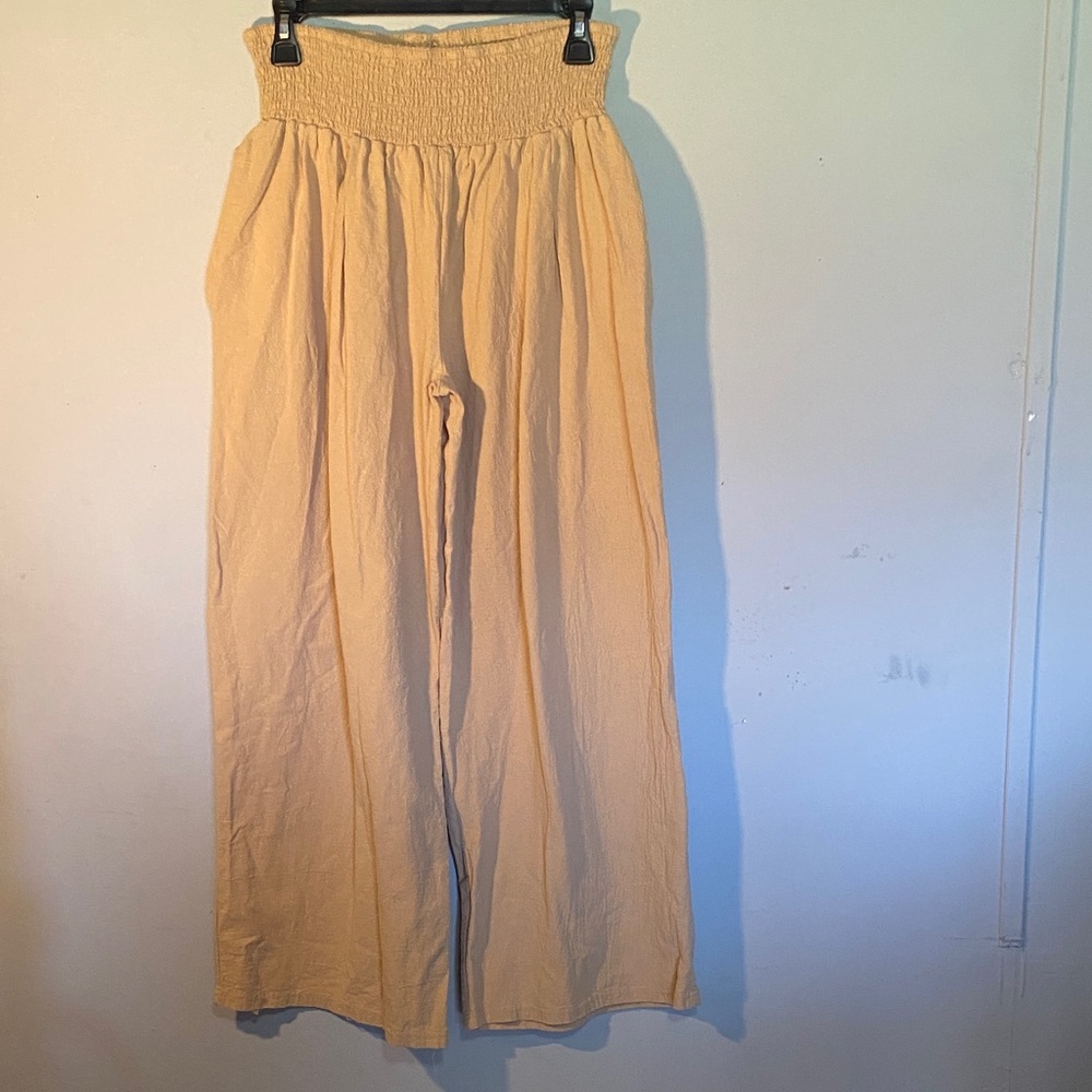 High-Waisted Cream Wide-Leg Pants